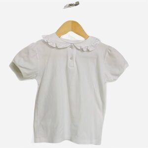 Little English Classic White Ruffled Peter Pan Blouse with Puff Sleeves Size 6